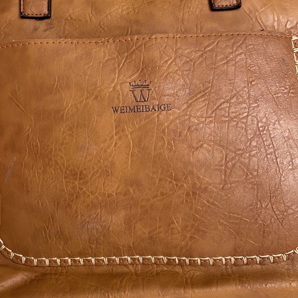 *BROWN* Weimeibaige Vegan Leather Tote Bag, Large - Picture 2 of 16